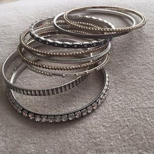 Silver patterned bangles